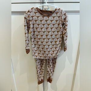 Little Sleepies Brown and White Rainbow Pajama Set 18-24m